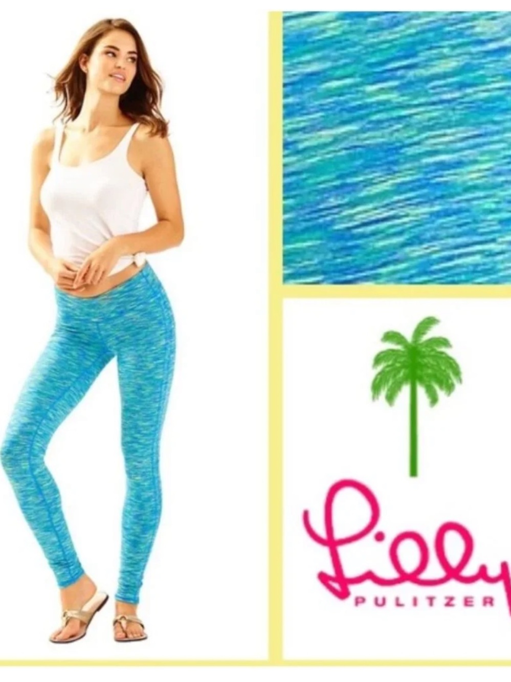 Lilly Pulitzer Weekender Luxletic Brilliant Blue  Space Dye Leggings Size XL